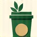 Icon of a recyclable coffee cup with a leaf
