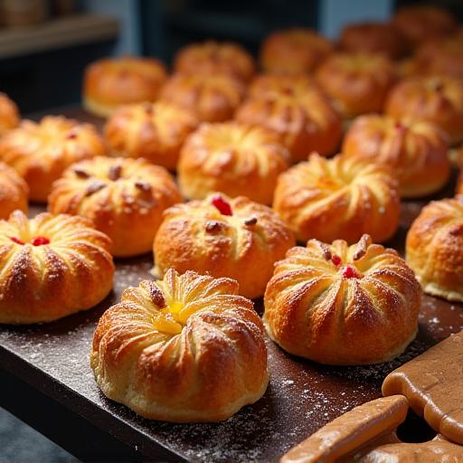 A selection of freshly baked artisanal pastries on display