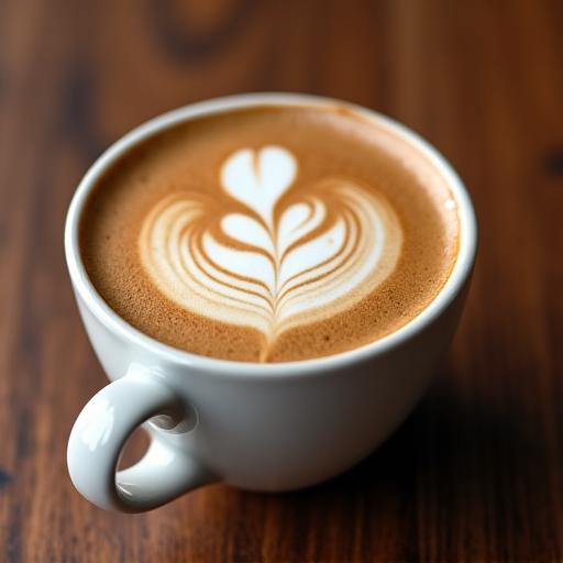 A beautifully presented specialty coffee cup